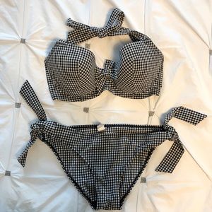 Pour Moi checked bikini 32E top, S bottom
